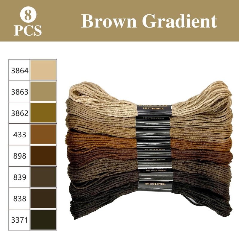Zhenqing 1 Pieces Cross StitchEmbroidery Floss,100% Eco-Cotton Cotton Premium Skeins, Ideal for Arts & Crafts (Brown Series 67980) - Image 2